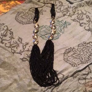Gift idea? Black bead & silver accent necklace